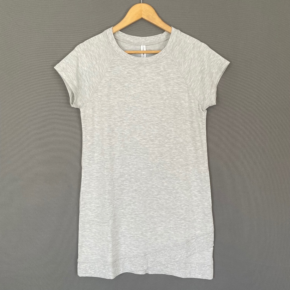 IDEOLOGY Women’s Small Off Duty Short Sleeve Sweatshirt Dress Grey Whisper NEW